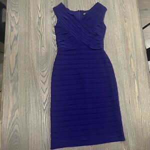 Adrianna Papell Bodycon Bandage Tiered Knee Length Dress Cobalt Blue Size 6